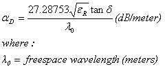 Coax Loss due to Loss Tangent