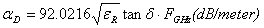 Coax Loss due to Loss Tangent